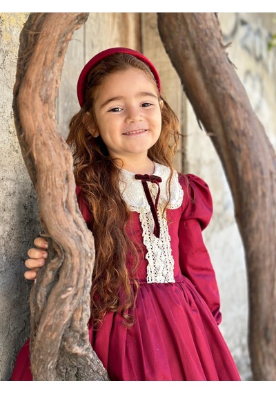 Bordo Kurdaleli Vintage Kız Bebek Elbisesi,doğum Günü Elbise,fotoğraf Çekim Elbisesi,0-12 Yaşa Uygun Bordo