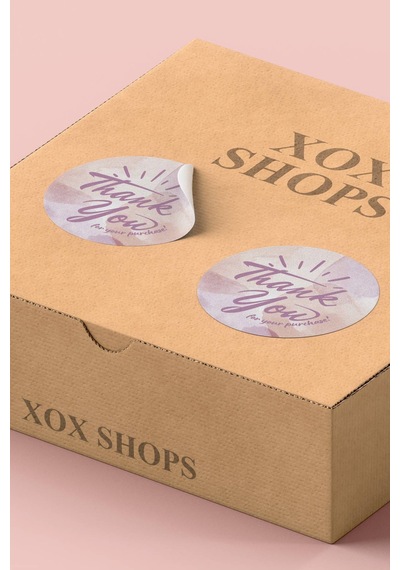 Mor Thank You Hediye Kargo Paketleme Sticker Etiket 3x3cm St2125 Çok Renkli