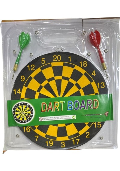 23 Cm Klasik Dart Tahtası Ve 2 Adet Metal Uçlu Ok Seti - Duvar Hedef Oyunu