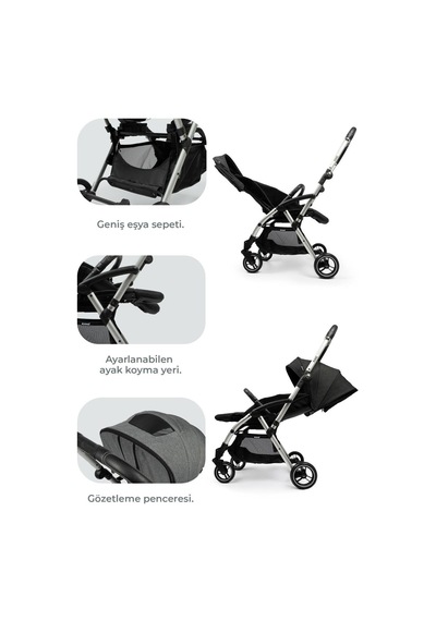 Kanz Marcus Kolay Katlanabilen Kabin Travel Sistem Bebek Arabası Raisin Black