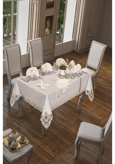 Sümbül Masa Örtüsü 26 Parça Krem (541544689)
