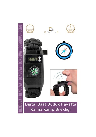Bileklik Paracord Dijital Saat Taktik Outdoor Doğa Acil Durum Seti Hayatta Kalma Kamp Bilekliği