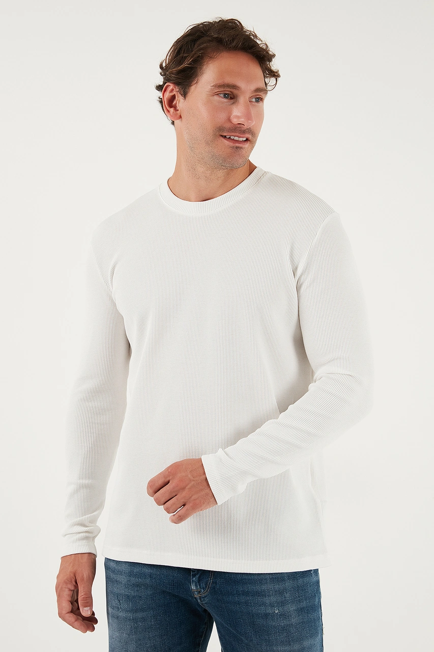 Buratti Pamuklu Bisklet Yaka Slim Fit Basic 3'Lü Paket Erkek Sweat 5905073S3 Antrasit-Açık Haki-Ekru