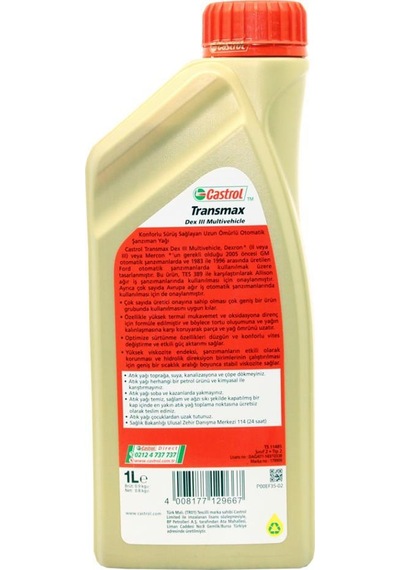 Castrol Transmax Dexron III Otomatik Şanzıman Yağı 1 L