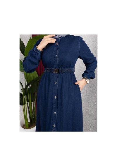 Hb Harma Time Butik Kadın Düğmeli Kuşaklı Denim Koyu Kot Mavi Elbise Koyu Mavi Koyu Mavi Hb Harma Time Butik Kadın Düğmeli Kuşaklı Denim Koyu Kot Mavi Elbise Koyu Mavi Koyu Mavi