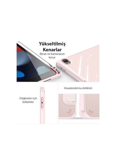 More TR Dux Ducis Apple Uyumlu iPad 10.2 2022 Kılıf Toby Series Kalem Yerli Manyetik Kapaklı Kılıf - Pembe