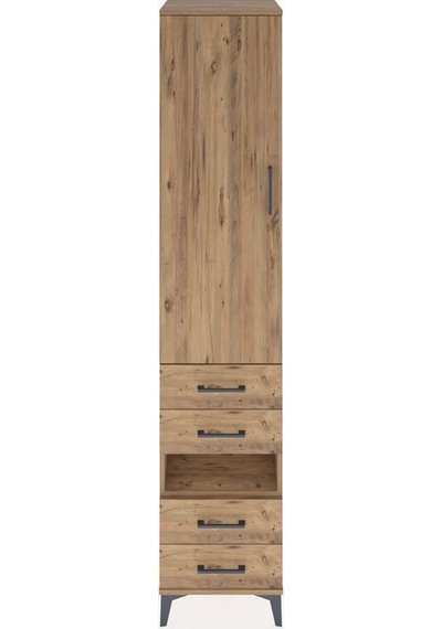 Hyperion Dolap 3 Raflı 4 Çekmeceli Tek Askılı 44x44x221 Çam-çam Çam