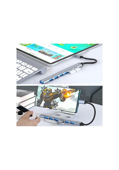 Coverzone Type-c Usb 3.0 7 Portlu Hub Otg Çoğaltıcı Pc Telefon Bilgisayar Uyumlu Veri Aktarımı Mouse Klavye Bağlantısı Ads303c