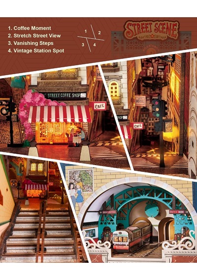 Rolife Tgb13 Street Scene Kitap Köşesi Book Nook Dıy Minyatür Maket Model Seti Mini Dollhouse 3d Model Kit Detaylı Dekoratif Hobi Seti 3d Puzzle Tiny