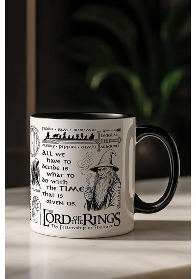Lotr Yüzüklerin Efendisi Özel Tasarım Kupa Bardak Beyaz - Çok Renkli