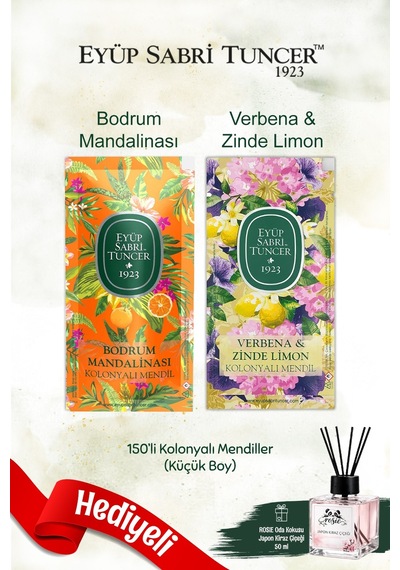 Eyüp Sabri Tuncer Bodrum Mandalinası & Verbena Zinde Limon Kolonyalı Mendil 150'li Ve Rosie Oda Kokusu Tekli