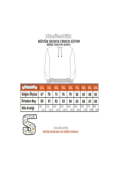 Starbattal Büyük Beden Kapüşonlu 3ip Sweat Transforming 25713 Bej Bej