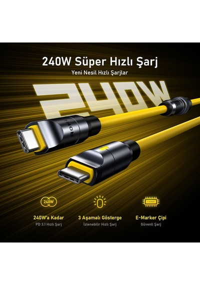 The Future Creative Power 8-in-1 240w Type-c To Type-c Pd 3.1 Süper Hızlı Şarj/data Kablo Seti