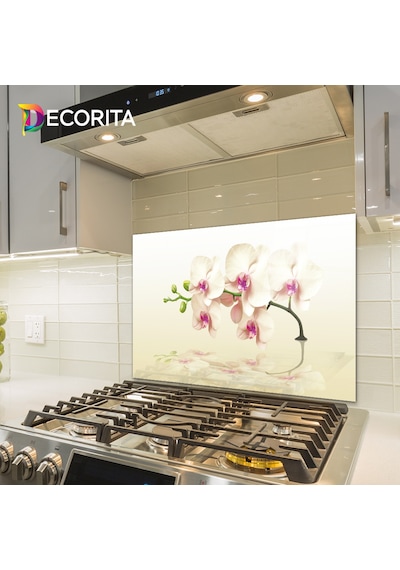 Decorita Krem Orkide | Cam Ocak Arkası Koruyucu | 49,5cm x 76cm