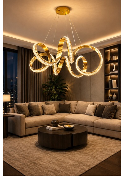 Parmas Lüks Cristalya Serisi Orjinal Gold Kaplamalı 3 Renk Ledli Sarkıt Ledli Avize Modern Led Avize-çap 50 Cm Gold Gold