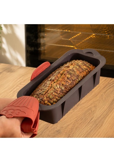 30003 Silikon Ekmek Kalıbı Dikdörtgen Kek Kalıbı Antrasit 7 25cm Diğer