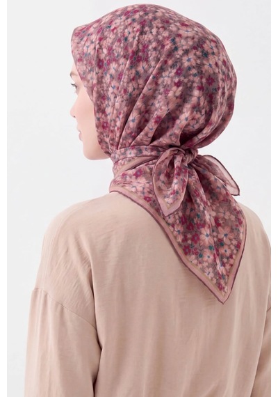 Silk Home Mini Floral Desen Soft Pamuk Eşarp Pudra