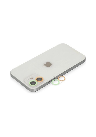Apple Uyumlu iPhone 12 Mini Renkli Kamera Lens Koruma Cam - Turuncu-yeşil Çok Renkli
