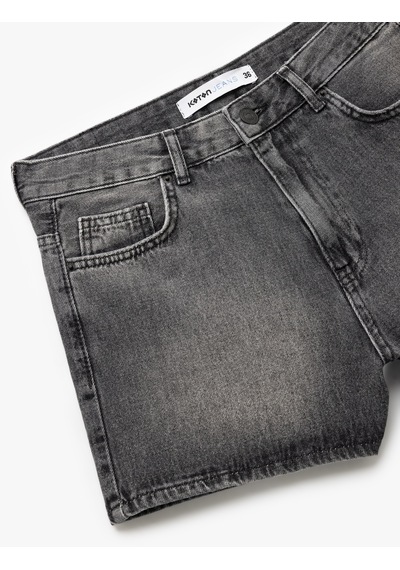 Koton Cepli Kesik Detaylı Pamuklu Denim Şort Antrasit 5sal40342md Antrasit