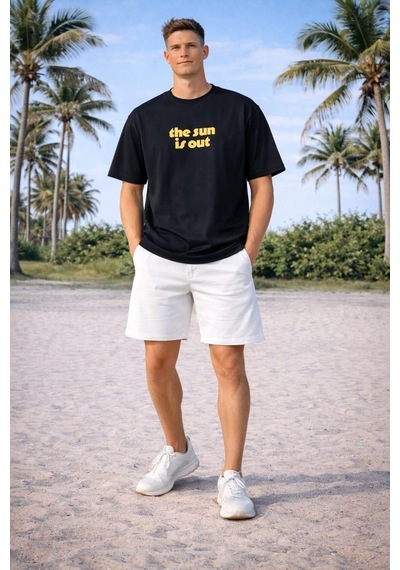 Alexander Gardi Bisiklet Yaka 3d Puf Baskılı Oversize T-shirt Siyah