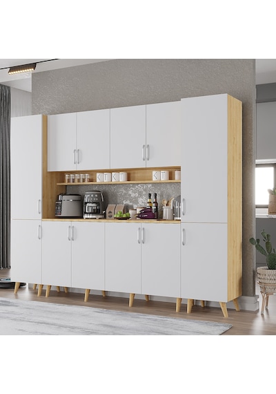 Della Kahve Köşesi Çok Amaçlı Dolap Kiler Mutfak Dolabı Meşe Beyaz 240cm Meşe - Beyaz Della Kahve Köşesi Çok Amaçlı Dolap Kiler Mutfak Dolabı Meşe Beyaz 240cm Meşe - Beyaz