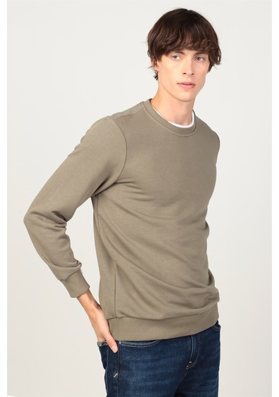 Tudors Bisiklet Yaka Basıc Unisex Sweatshirt Yeşil
