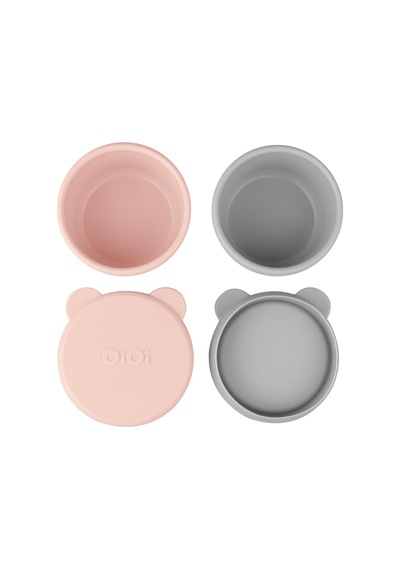 Silikon Kapaklı Mini Kase 2'li Pinky Pink-gri 5 Adet