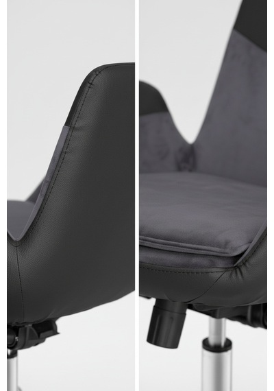 Upstyle Lodos Kumaş Ergonomik Çalışma Koltuğu Füme Krom 65 90 65 Cm