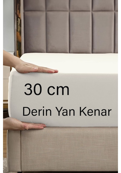 Ranforce Krem Pamuklu Tek / Çift Kişilik Battal Tam Kenar Lastikli Çarşaf 14 Renk Fıtted Krem