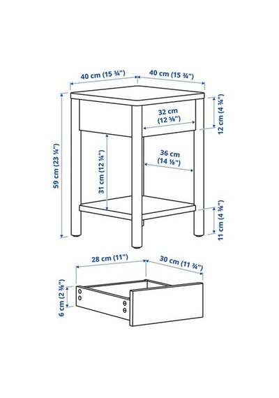 Ikea Tonstad Komodin, Kahverengi Meşe Kaplama, 40x40x59 Cm