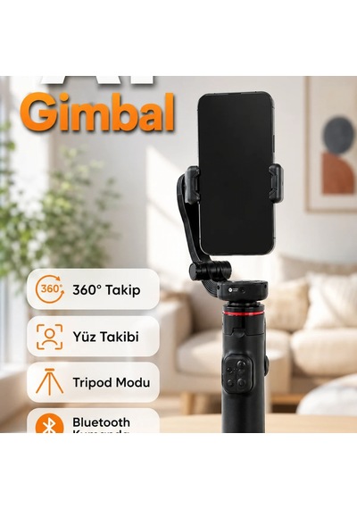 360 Aı Yüz Takipli Gimbal Selfie Stick Teleskopik Tripod Ve Bluetooth Kumanda