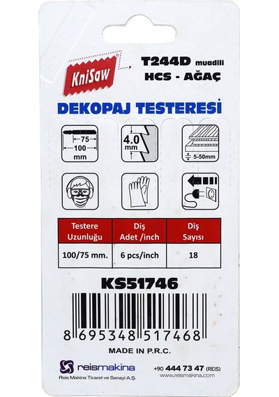 Knisaw Ks51746 Ahşap Kesim Dekupaj Testere Ağzı Yedek Bıçak 5'Li