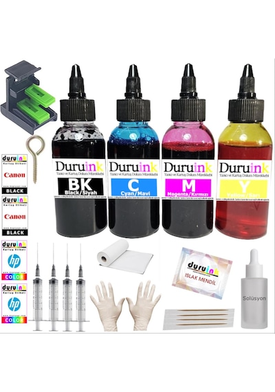 Duruınk Canon Ts3750i Pg-575 Cl-576 Kartuş Dolum Seti 4x100ml 4 Renkli Mürekkep
