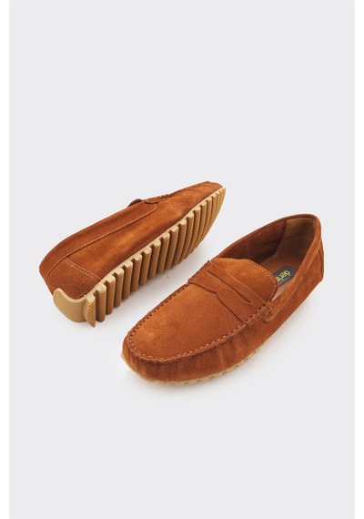 Derinet Hakiki Deri Erkek Loafer Taba Süet Taba Süet