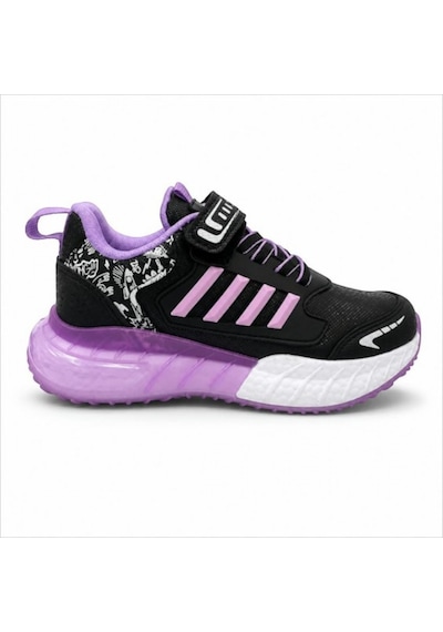 Black Flex Grafiti Çocuk Sneaker Ayakkabı Siyah Lila 31-35 2651 Sıyah