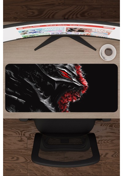 Berserk Kaymaz Dikişli Kauçuk Oyuncu Mousepad V4 - 70x30 Xl Gaming Mouse Pad Fare Altlığı