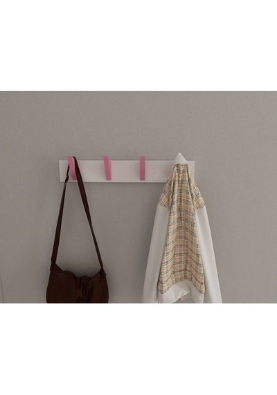 Hepsi3boyutlu Modern Duvar & Kapı Kanca Askılık - 4 Adet Pembe Kanca Askılık - Model No : 5 Pembe
