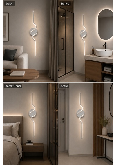 AvizeGO Kuno Modern Led Duvar Apliği Günışığı Gri