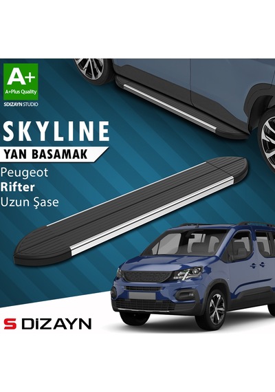 S-dizayn Peugeot Rifter Uzun Şase Skyline Krom Yan Basamak 213 Cm 2019-2023 A+ Kalite