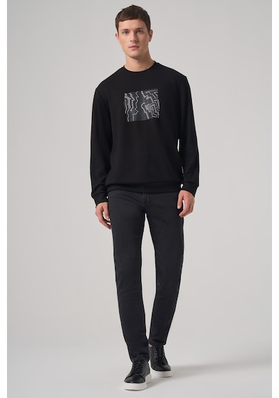 Morven Erkek Siyah Trend Baskılı Bisiklet Yaka Sweatshirt 26ks063009001 Siyah