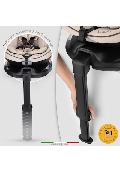 Elele Stradafix 360 Dönen I-size Oto Koltuğu İsofix 40-150 Cm 0-36 Kg Bej