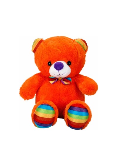 2962 Oturan Kurdeleli Renkli Peluş Ayı 30 Cm -