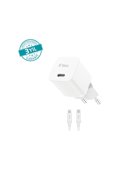 Ttec Smartcharger Gan 30w Pd Seyahat Hızlı Şarj Aleti + Usb-c - Lightning 150 Cm Kablo 2scp03lb