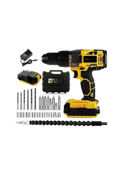 Hubrendy Tekno Profesyonel Çift Bataryalı Akülü Vidalama Şarjlı Matkap 24 Parça 43236599
