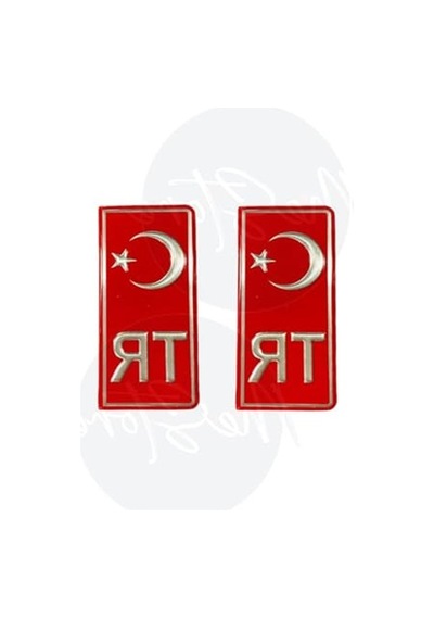 Kırmızı Türkiye Tr Plaka Sticker - 2'li Set Abanoz