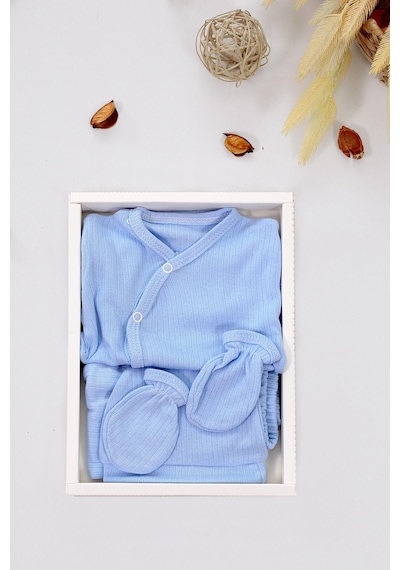 Sitilin Kız Bebek Mavi 5 Li Hastane Çıkışı Seti Stl6651 Beyaz