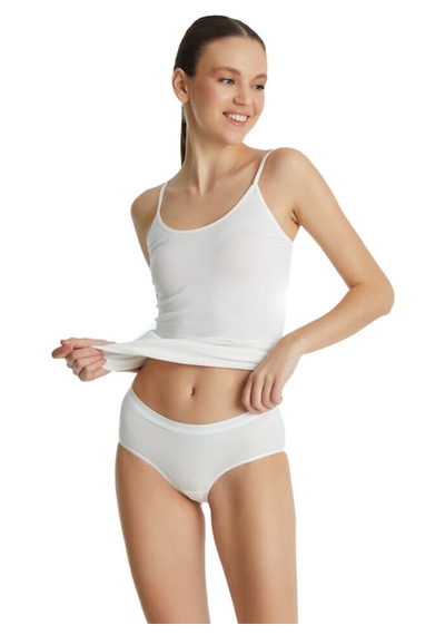 Blackspade 1306 Kadın Essential Midi Slip Beyaz Beyaz