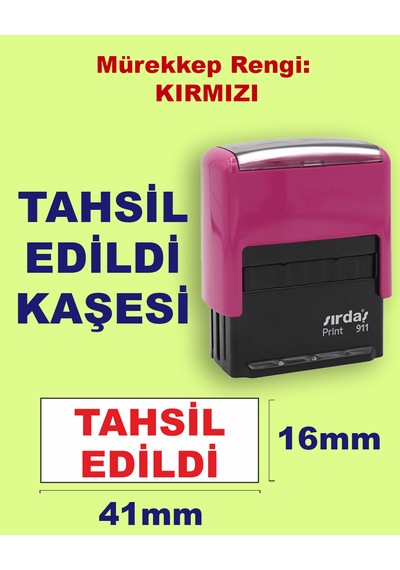 Tahsil Edildi Kaşesi, 911 41mm 16mm Otomatik Kaşe Kırmızı