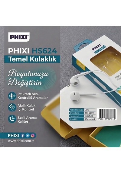 Phıxı Basic Hs624 Mikrofonlu Kulak Ici Kablolu Kulaklik 3.5 Mm Jack