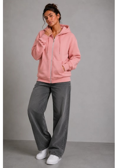 Bb Butik Basic Kadın Oversize Fermuarlı Kapüşonlu Sweatshirt Üç İplik Sweatshirt Hırka My3535 Pembe Bb Butik Basic Kadın Oversize Fermuarlı Kapüşonlu Sweatshirt Üç İplik Sweatshirt Hırka My3535 Pembe